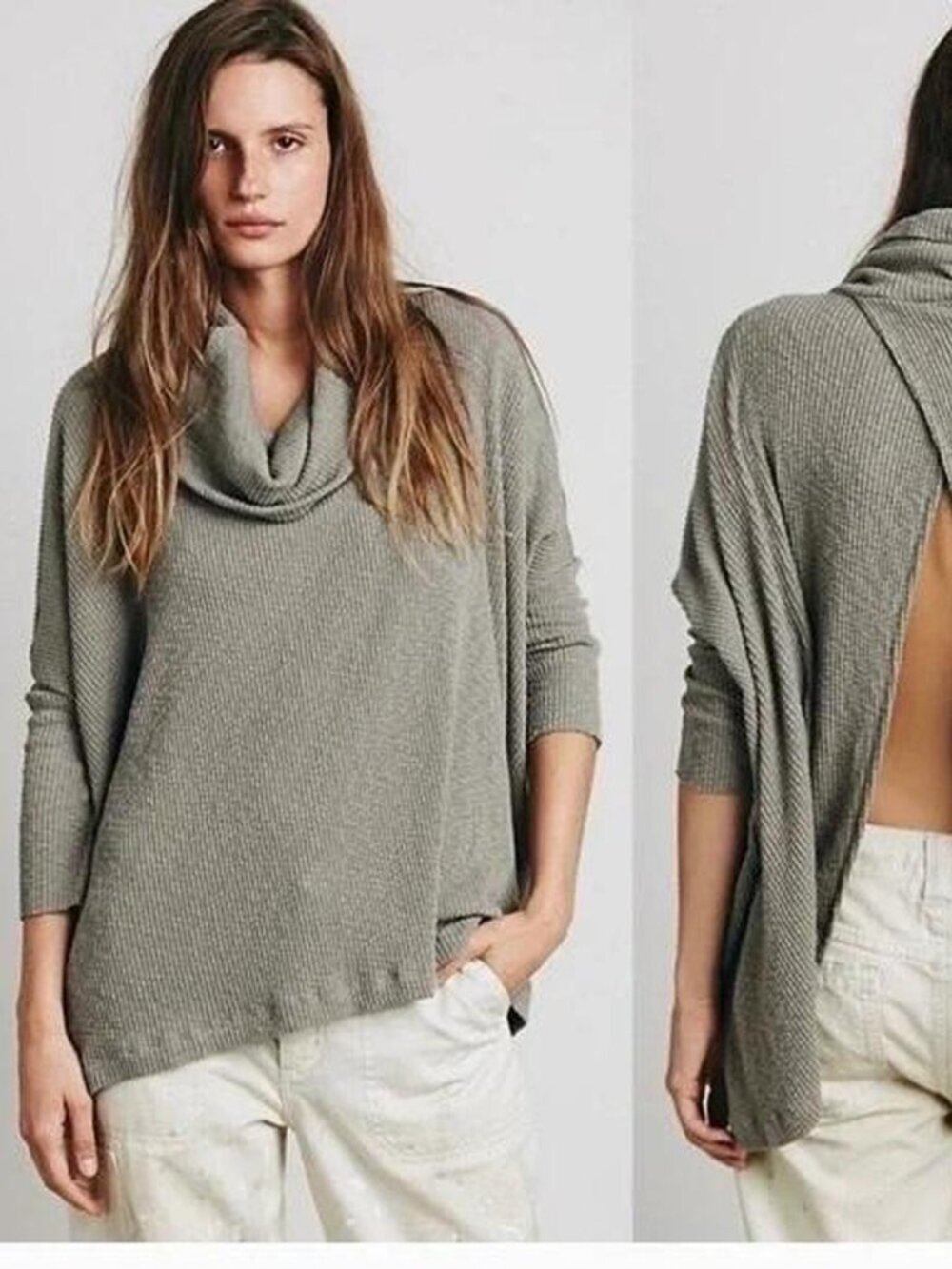 Free People Beach taupe cowl neck poncho Size Small